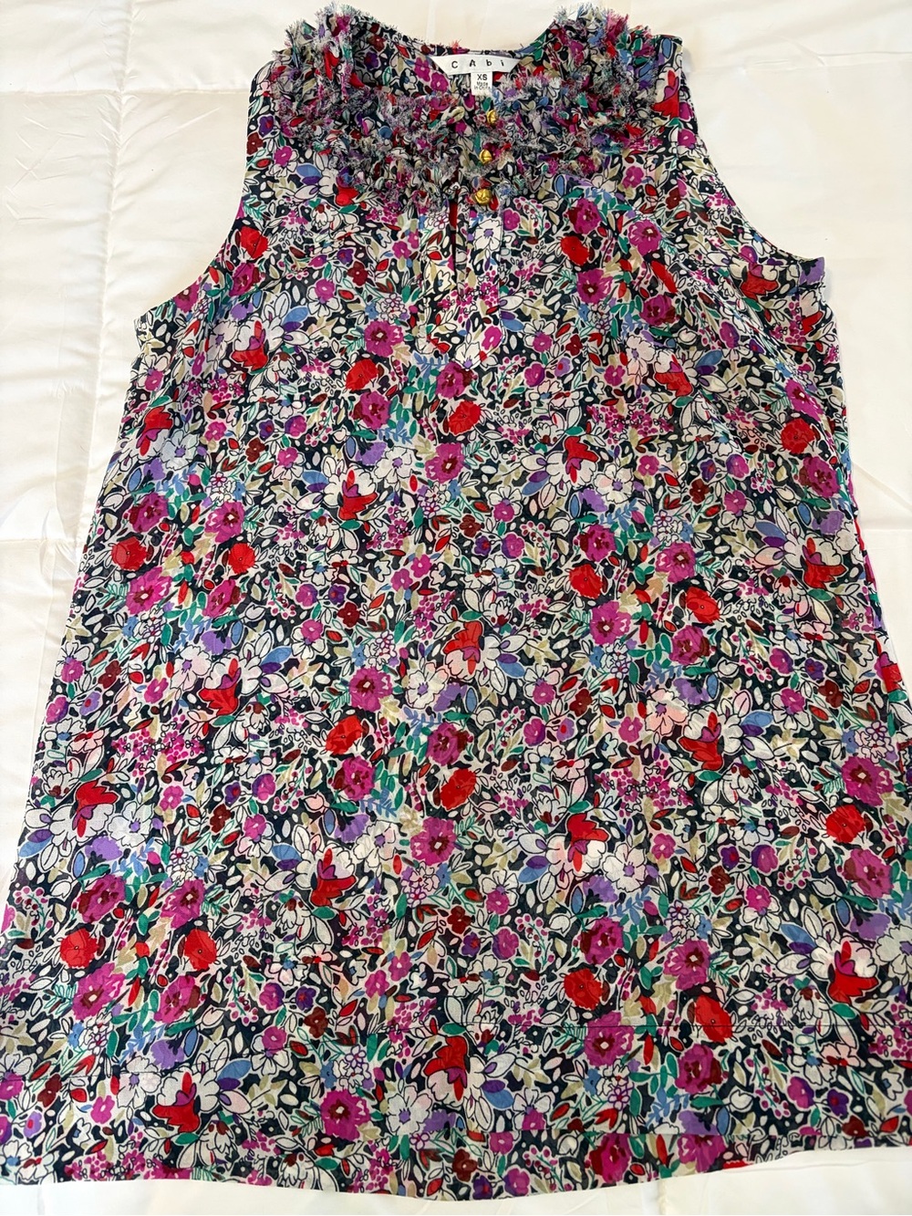 CAbi Multicolor Floral Ruffle-Neck Sleeveless Tank - Picture 5 of 16